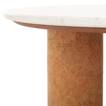 SAFAVIEH Couture Collection Marilynn White Marble/Cork 3-Leg Round Top Coffee Table