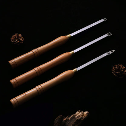 Woodturning Carbide Lathe Tools, 17” Full Size Wood Turning Tool Set of 3 Rougher Detailer Finisher, Includes Replacement Cutter Inserts