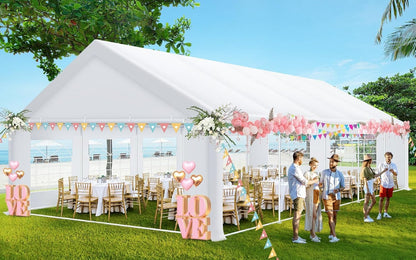 COBIZI 16x32FT Party Tent Heavy Duty White Event Shelter Outdoor Wedding Gazebo Canopy for Parties Carport BBQ Commercial with Removable Sidewall Windows, Powder Coating (Better Than Galvanized)