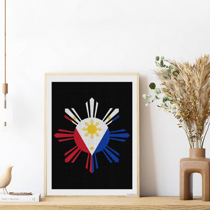 PUAGEMTI Philippine Sun Flag Adults Diamond Kits Painting 5D Art Paint by Number Full Drill Home Wall Decor 12"x16"