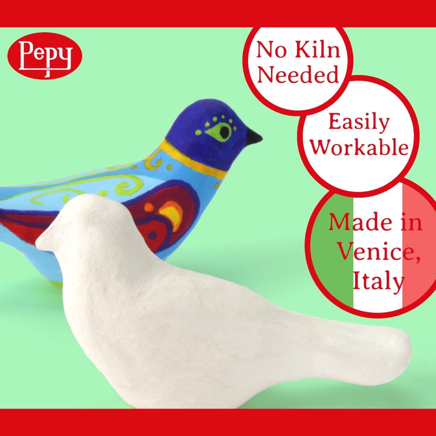 Pepy Premium European Air Dry Modeling Clay White 2.2 lb Bar, Easy to Use Air-Hardening Clay for Classroom and Montessori Sculpting and Crafts Projects