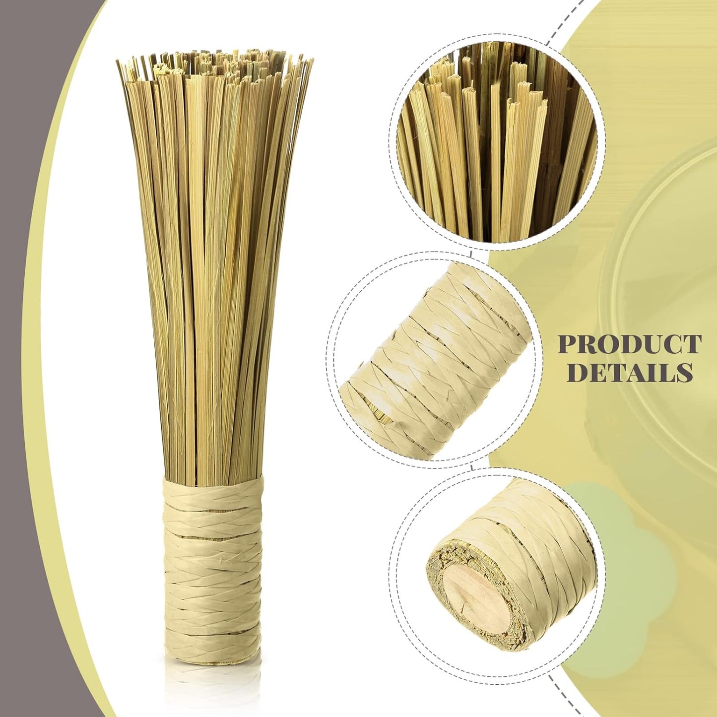 2 12 Inches Pcs Bamboo Wok Brush Bamboo Kitchen Cleaning Brush Pot Scraper Scrubber Dish Pan for Cooking Skillet Grill