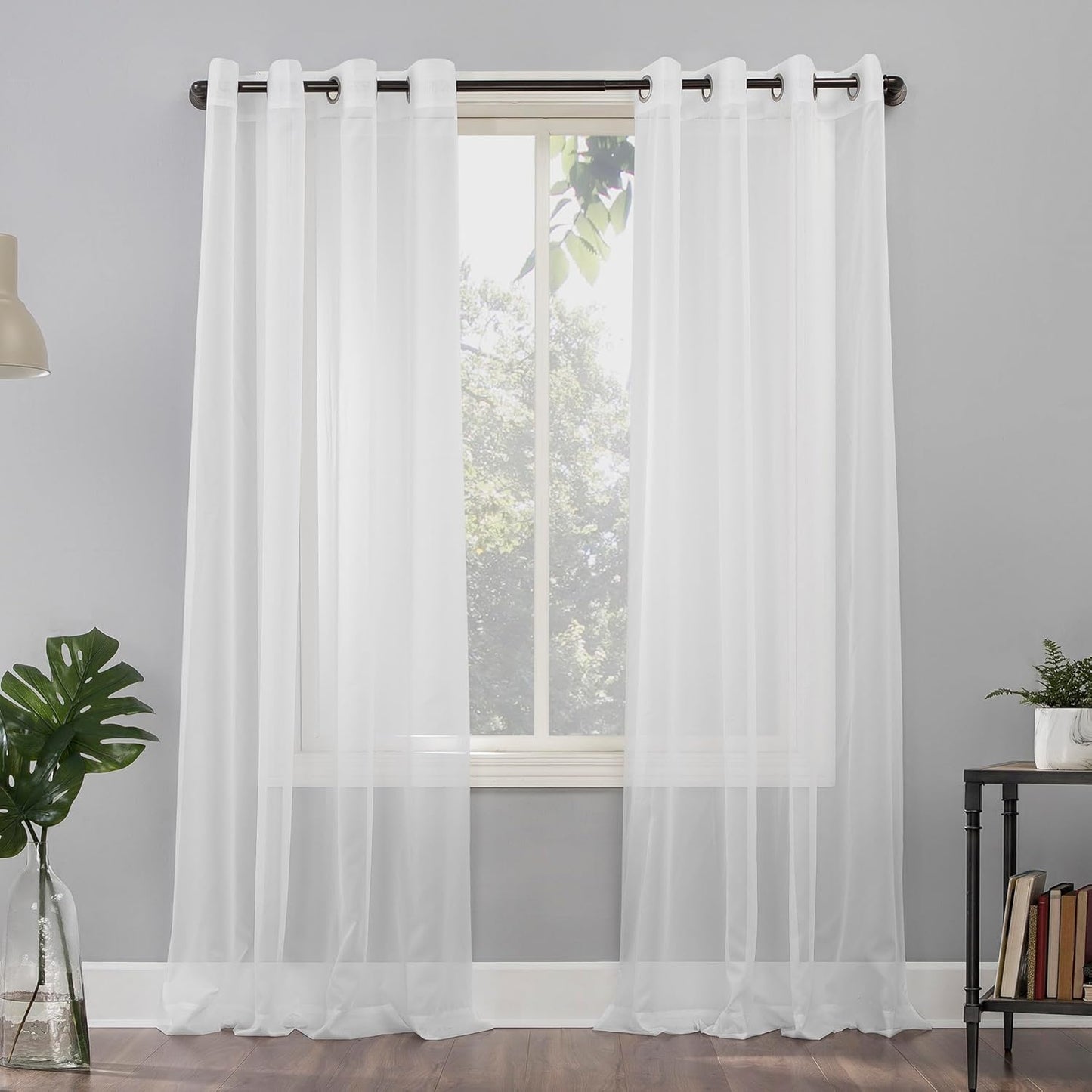 No. 918 Emily Sheer Voile Grommet Curtain Panel, 59" x 84", White