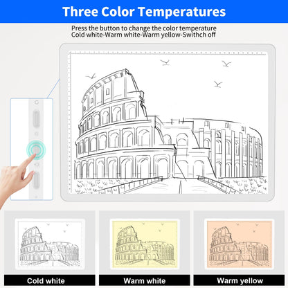 Elice Rechargeable A3 Light Pad for Diamond Painting, Magnetic LED Light Board with Physical Button, Super Bright Diamond Art Light Pad, Ultra-Thin Light Box for Tracing, Weeding Vinyl, Artists -White