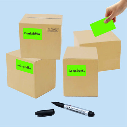 PARLAIM 3 x 5 inch Rectangle Sticker Labels, 250PCS Adhesive Color Coding Stickers for Moving Box Inventory Label, Fluorescent Green