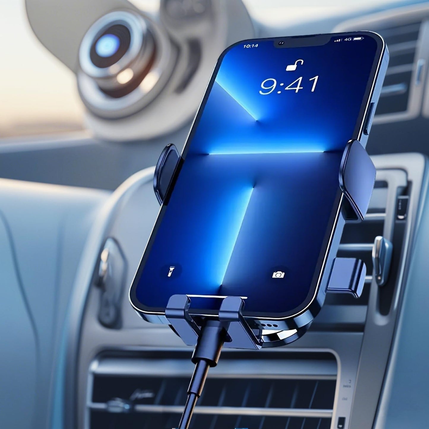 Phone Holders for Car, Air Vent Cell Phone Mount with Upgraded Metal Hook Clip, Universal Cradle for iPhone, Android & All Smartphones, Black