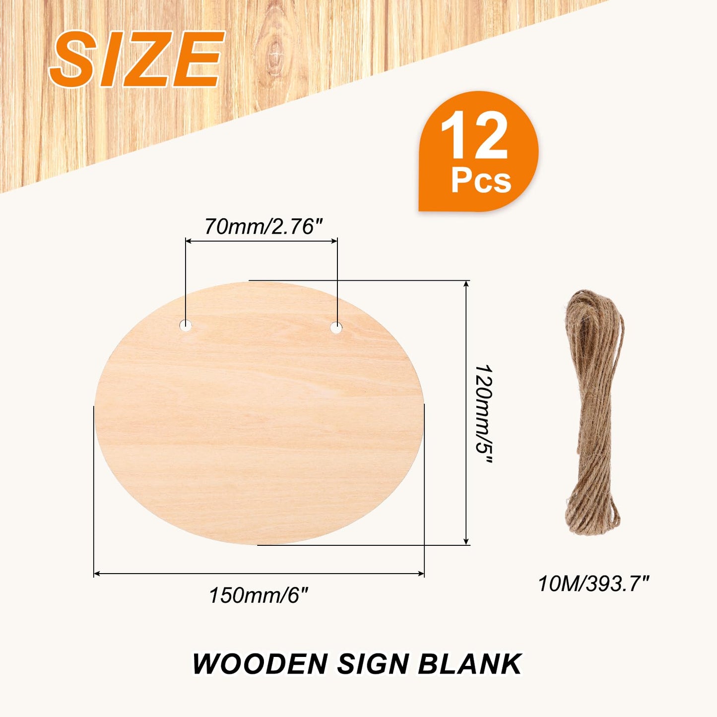 MECCANIXITY Unfinished Hanging Wood Sign Blank with Ropes 6"x5" Unfinished Wood Crafts Boards Wooden Plaques for Crafts DIY Painting Burning Carving Door Wall Decoration, Style 7, Pack of 12