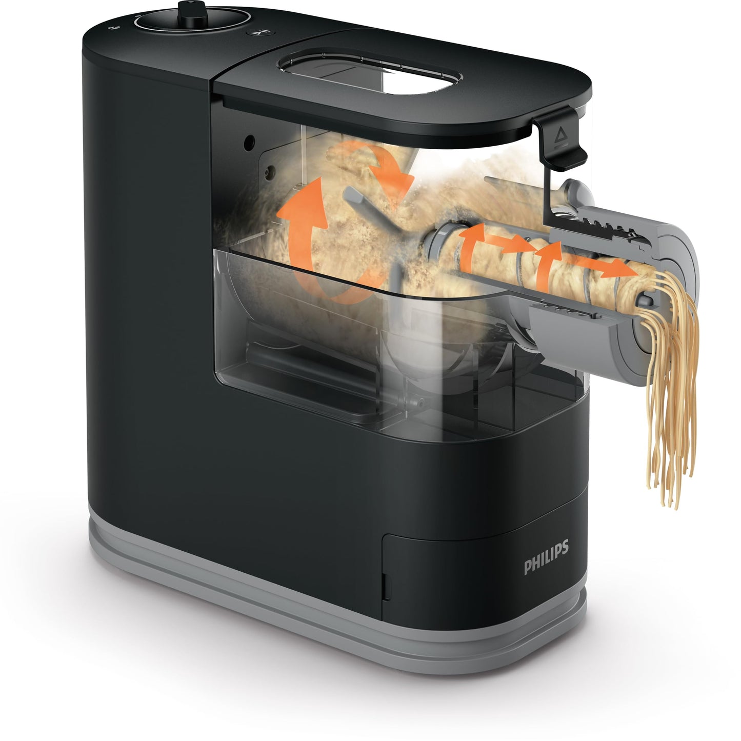 Philips Kitchen Appliances Compact Pasta and Noodle Maker, Viva Collection, Comes with 3 Default Classic Pasta Shaping Discs, Fully Automatic, Recipe Book, Small, Black (HR2371/05)