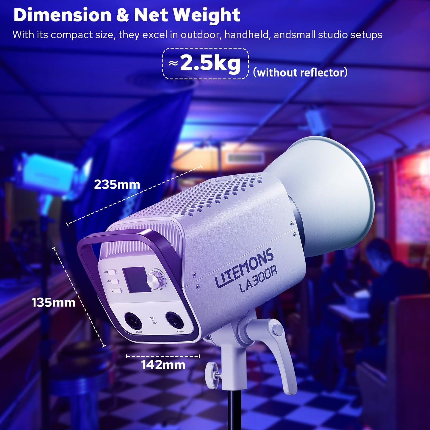 Godox LA300R RGB LED Video Light with Carry Bag, 330W 102000Lux@1M Studio Bright Light, 1800K-10000K Bowens Mount RGB LED Light with 14 FX Effects 0-100% Dimming for Videoregraphy