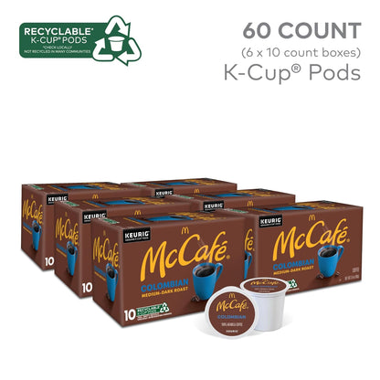 McCafe Colombian Coffee K-Cup Pods - Medium Roast, 60 Count (6 Packs of 10) for Keurig