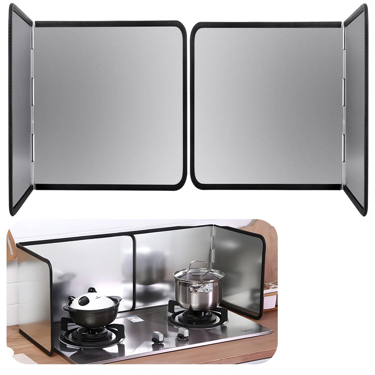 Foldable Stove Splatter Guard Grease Shield Nonstick Oil Stove Splash Guard Cooking Splatter Screen Kitchen Backsplash Protector For Stove Top Wall Gas Range Frying Pan Camping… (Height 40cm)