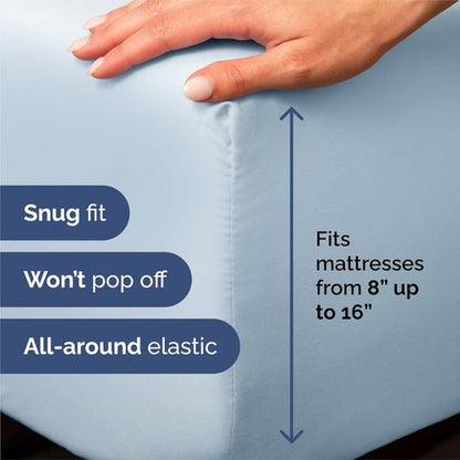 King Size 4-Piece Sheet Set | Comfy, Breathable & Cooling Bed Sheets - Luxury Hotel Quality - Sky Blue