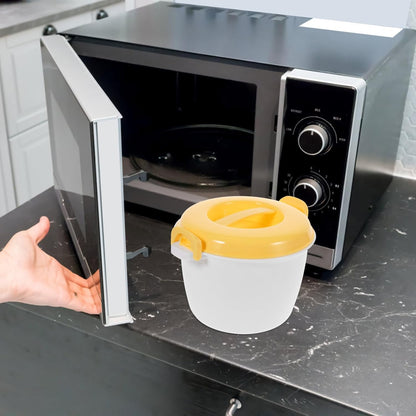 Hemoton Microwave Rice Maker, Round Microwave Food Container for Rice, Pasta, Includes Spoons