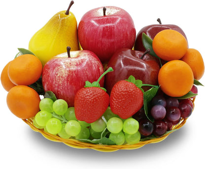 15 Fake Fruit,Artificial Fruits for Decoration Lifelike Realistic Faux Fruit Decorative Fruit Decor Plastic Fruits