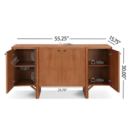 Christopher Knight Home Austen Retro Minimalist Wooden Storage Sideboard, Living Room Cupboard with Shelves, Dining Room/Kitchen Buffet Cabinet, Entryway Display Table, Home Office Credenza, Brown