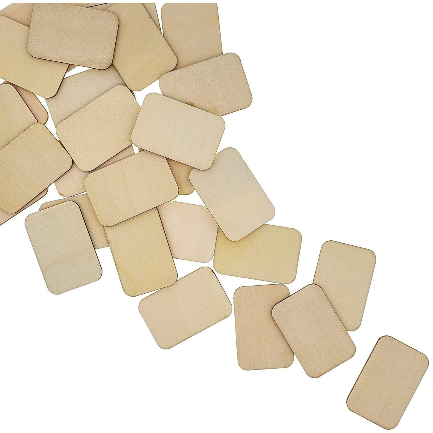 Bright Creations 60 Pack Unfinished Wood Cutouts for Crafts, Rectangle Wooden Slices for DIY Projects (2 x 3 in) - Wood Pieces for Crafts