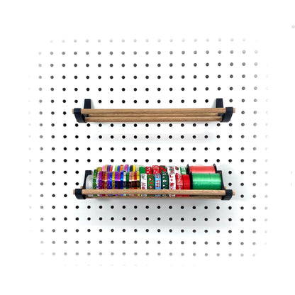 PEGGY Pegboard Accessory Hook and Dowel Organizer Storage for Tape, Steel Wire Spools, Ribbon, Crafts, Hobby, 12” kit (1PK Black)