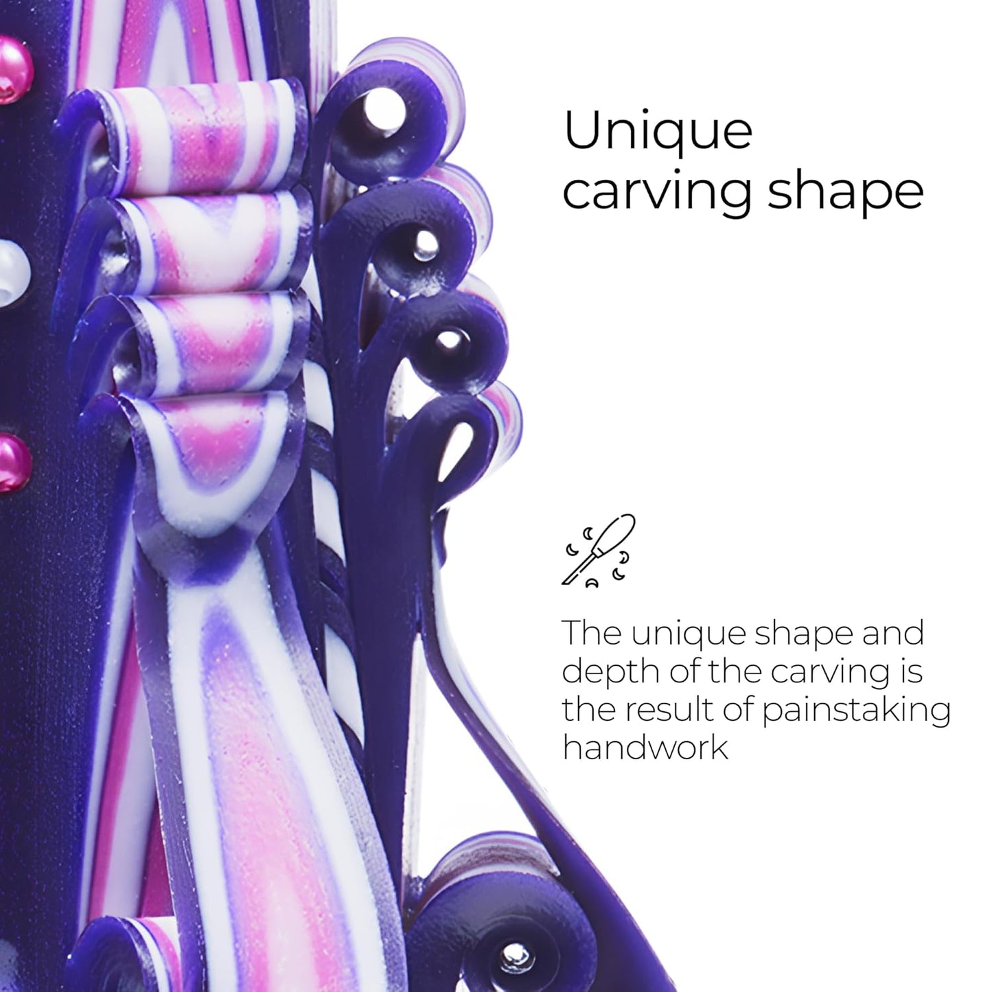 Carved Candles - Handmade Decorative Large Spiral Candle for Home Decor, Purple