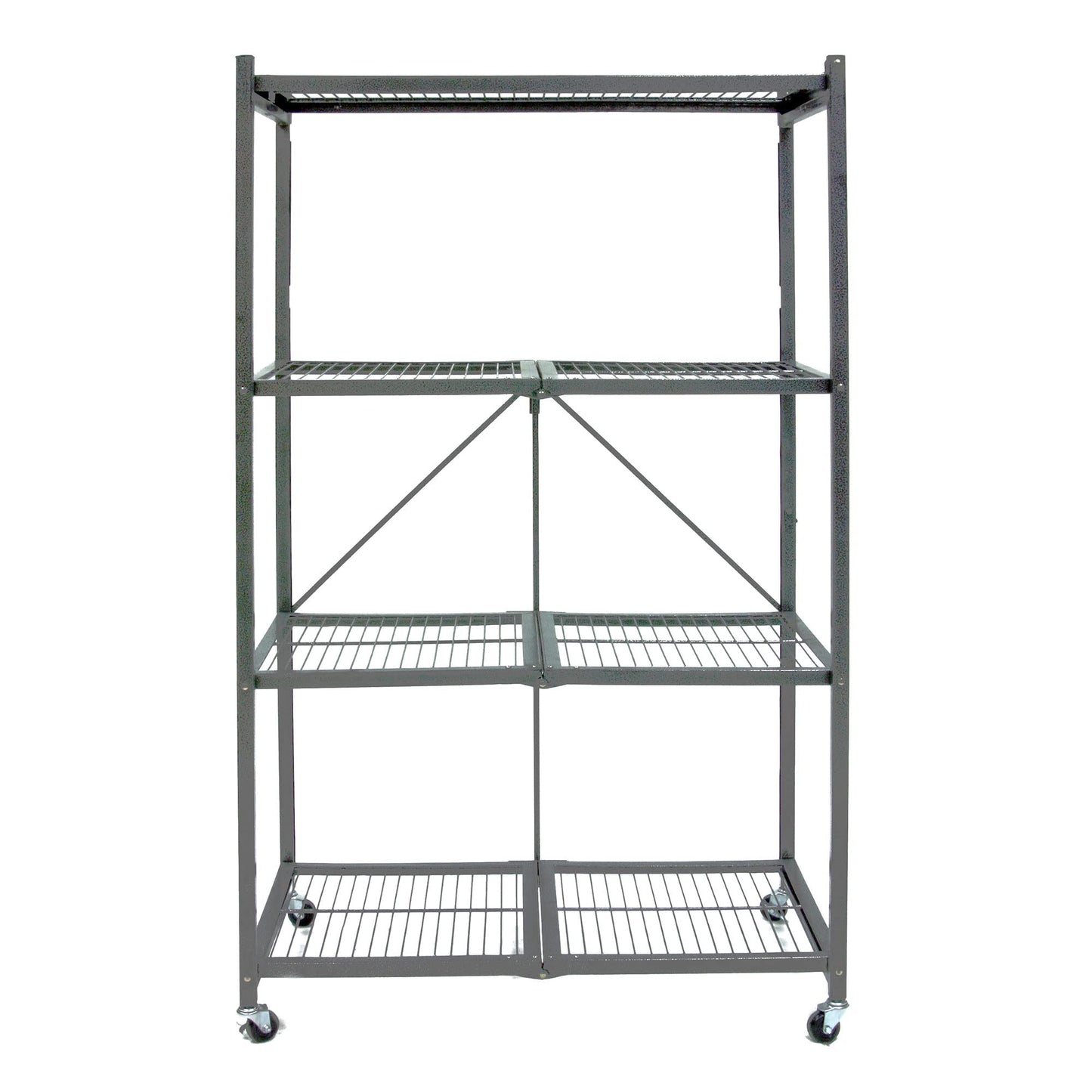Origami R5 4-Shelf Heavy-Duty Folding Storage Rack, Pewter - Large Foldable Metal Shelving Unit with Wheels for Garage, Pantry, Basement, Laundry Room or Warehouse
