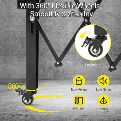 Double Expandable Gate, 64"H x 122"W Folding Security Door Gate, 360° Rolling Barricade Gate, Heavy-Duty Steel Outdoor Retractable Lockable Scissor Gates for Courtyards, Garages, Gardens, Pool