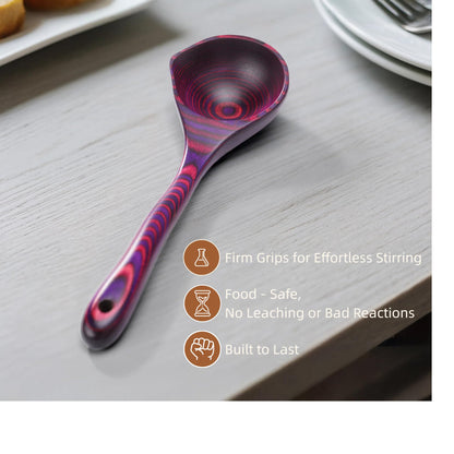 Cokka Praca Pakkawood Deep Soup Ladles with Spout | 9.6 inch Big Soup Ladle for Cooking | Wooden Spoons for Cooking | Wood Kitchen Utensil | Byzantium