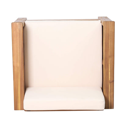 Christopher Knight Home Louver Club Chairs, Teak + Cream