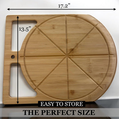 17"x13.5" Bamboo Pizza Peel & Cutting Board 2-in-1 | Dual-Grip Wooden Pizza Paddle with Pizza Spatula | Large Pizza Board Baking Accessories | Pizza Turning Peel for Oven, 2-in-1 Pizza Set