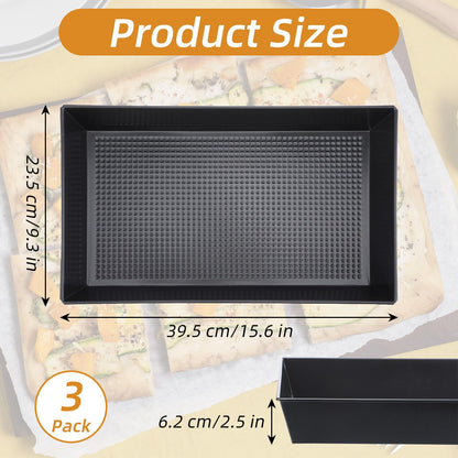 IMengjbang 3 Pcs Detroit Style Pizza Pan 10x14x2.5 Non-Stick Rectangle Deep Pizza Pans Heat-Resistant Pre-Seasoned Detroit Deep Dish Pizza Pan Carbon Steel Sicilian Style Pans Dish Bakeware