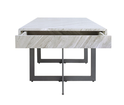 Furniture of America Willy Modern Storage Faux Marble Top 3-Piece Coffee, End and Sofa Table Set for Living Room, Gray