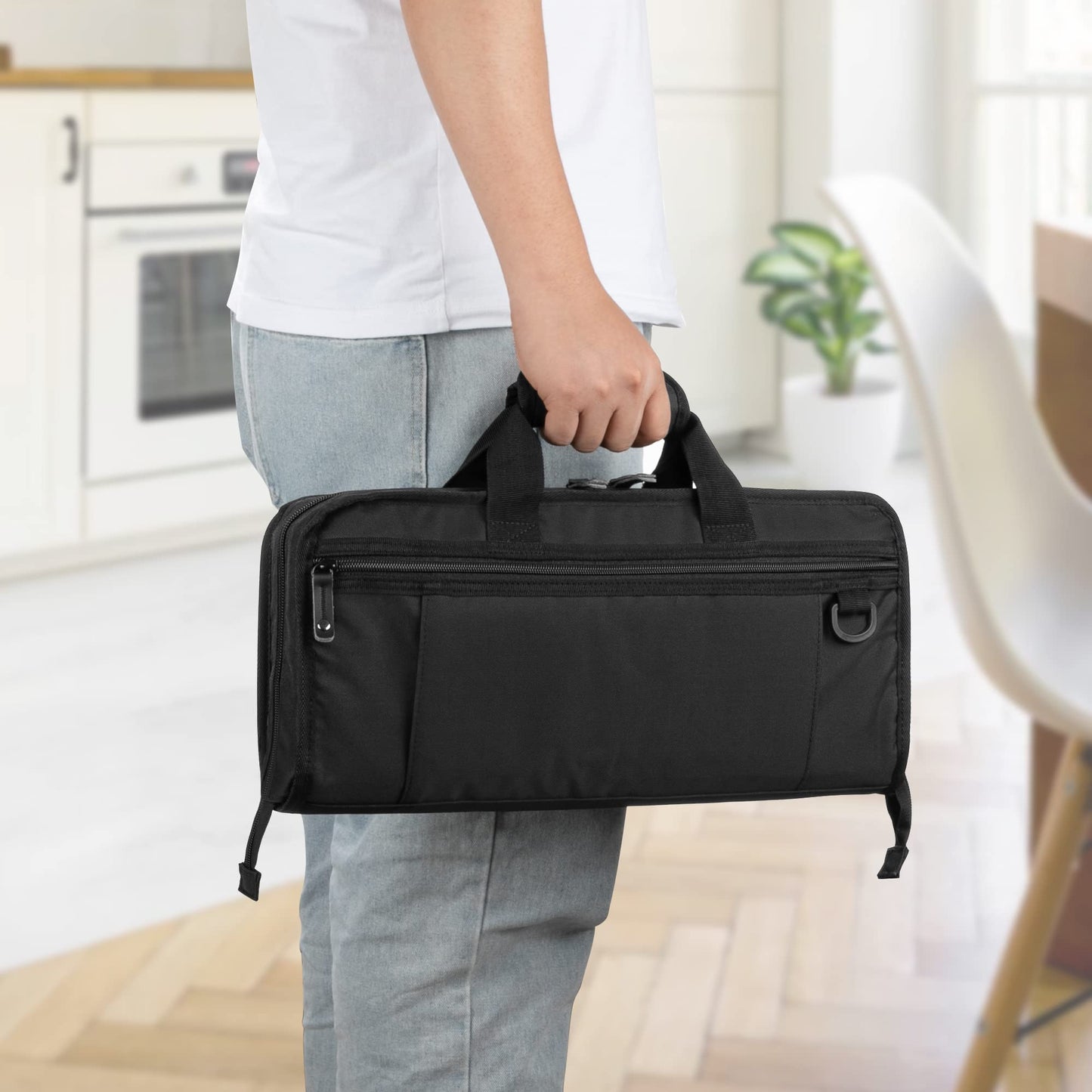 samdew Chef Knife Bag with Lockhole & 17 + 6 Slots, Chef Bag for Knife Storage, Travel Knife Roll for Professional Chefs, Knife Carrying Case Knife Carrier for Kitchen Utensils, Bag Only