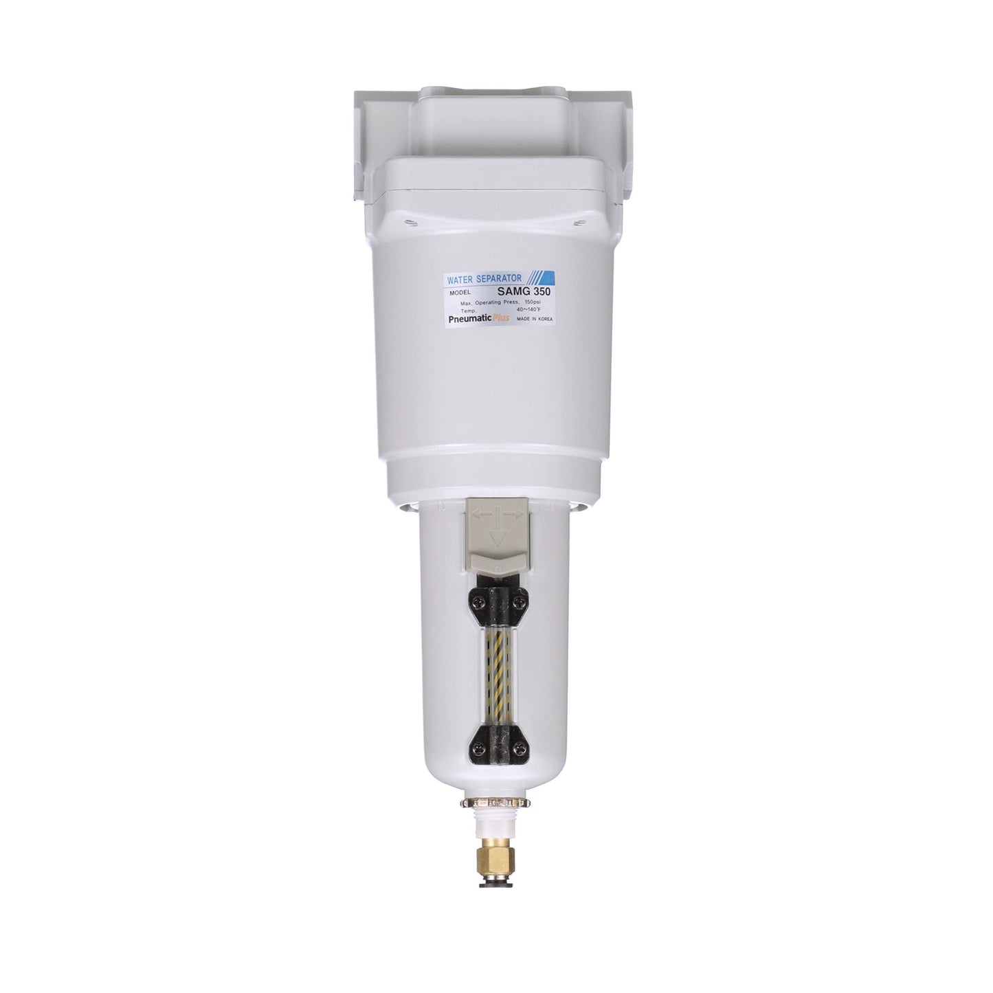 PneumaticPlus SAMG350-N04BD-MEP Air Drying Unit 1/2" NPT Water Separator, Metal Bowl Pipetype Sight Glass with N.C. internal Auto Drain, 52 SCFM, Bracket
