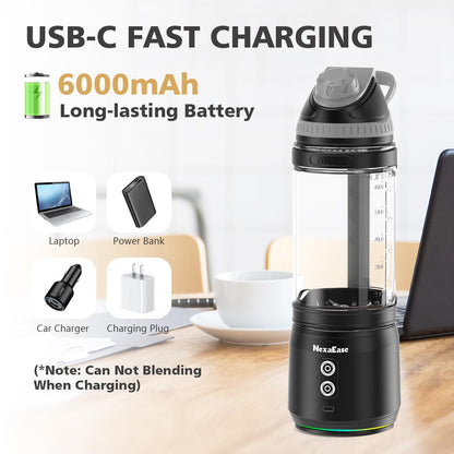 Portable Blender Personal Juicer for Shakes and Smoothies - 20 OZ Electric Protein Shaker Bottle with Insulated Sleeve, Travel Lid, USB-C Rechargeable - Mini Small Blender Cup for Kitchen, Office, Gym