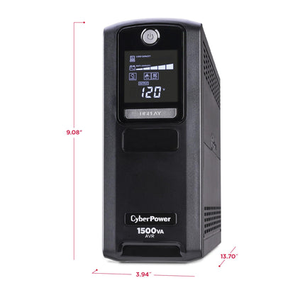 CyberPower CP1500GAVR Line‑Interactive UPS Battery Backup, 1500VA/900W, AVR, 10 Outlets, LCD Display, Mini-Tower, UL Certified