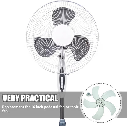 Garneck 14 Inch Standing Fan Blades, Five Blade Plastic Fan Blades with Nut Cover, Universal Replacement Blades for