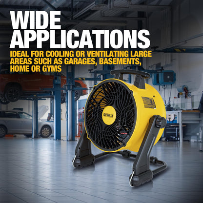 DEWALT 16 Inch Floor Fan, 360° Adjustable Tilting Airflow Fan, 3-Speed 4000 CFM Max, Hook Hangable, Wall Mount for Garage, Basement, Gym, Heavy Duty Barrel Shop Fan DXF1616