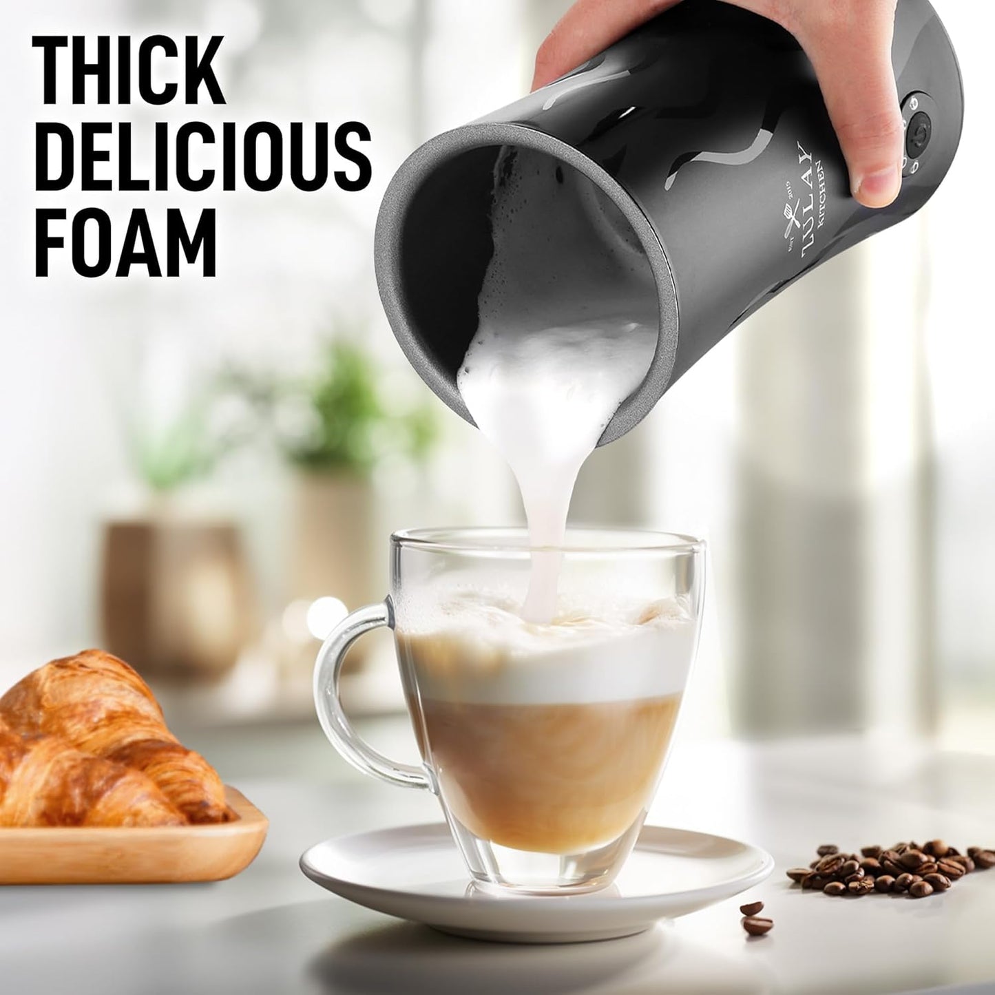 Zulay 4-in-1 Milk Frother and Steamer - Automatic Hot and Cold Foam Maker with Auto Shut Off & Temperature Control for
