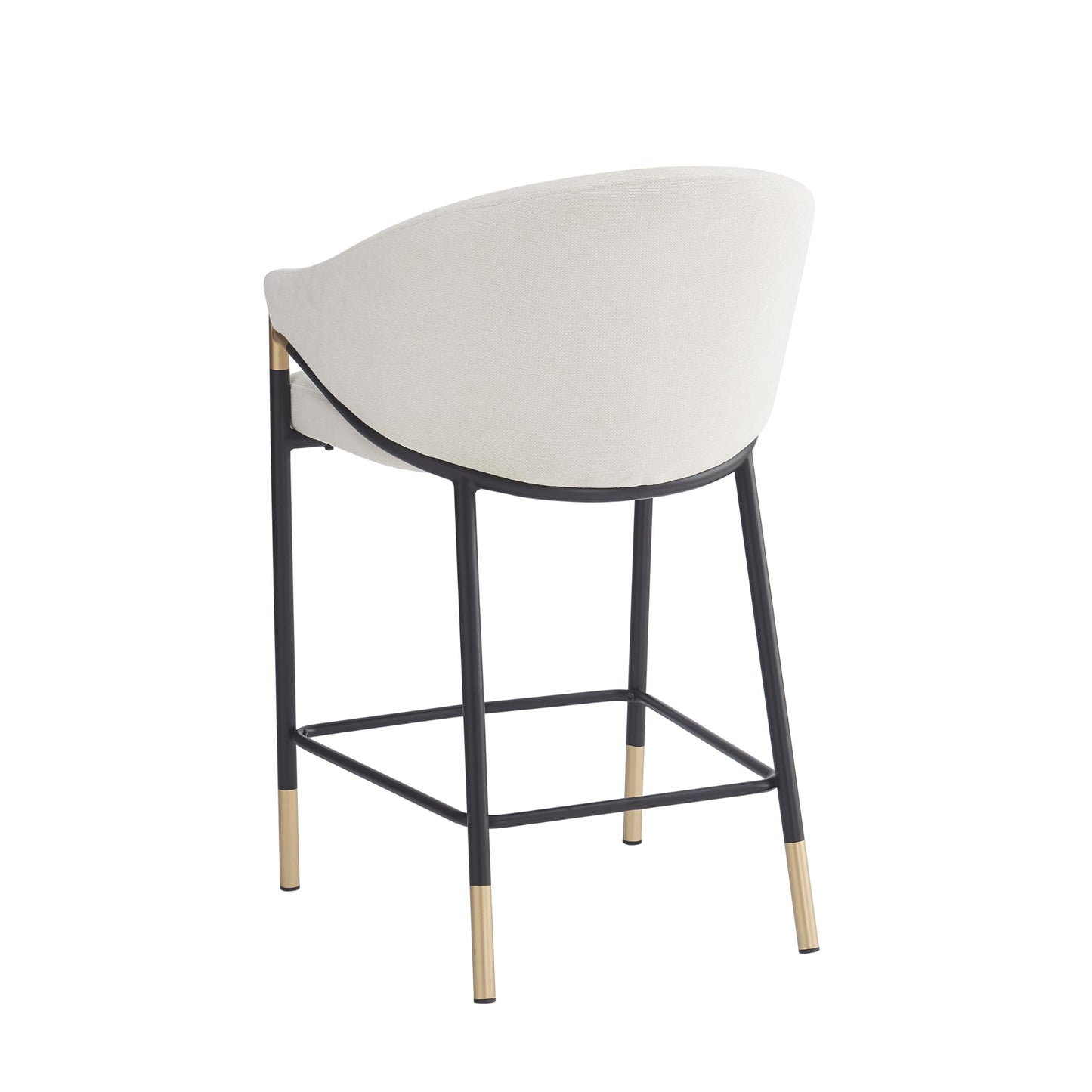 Christopher Knight Home Jymer Modern Counter Stool Set of 2, Kitchen Counter Height Bar Stool, Cocktail Stool with Curved Backrest, Fabric Upholstered Armchair for Home Bar Table, Beige+Gold+Black