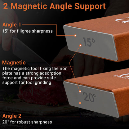 Davior Rolling Knife Sharpener Kit with Diamond Discs, 15° & 20° Multi Angle Magnetic Knife Sharpener Roller Tool for Kitchen and Pocket Knives, Finger Protector, Leather Strop & Carry Bag