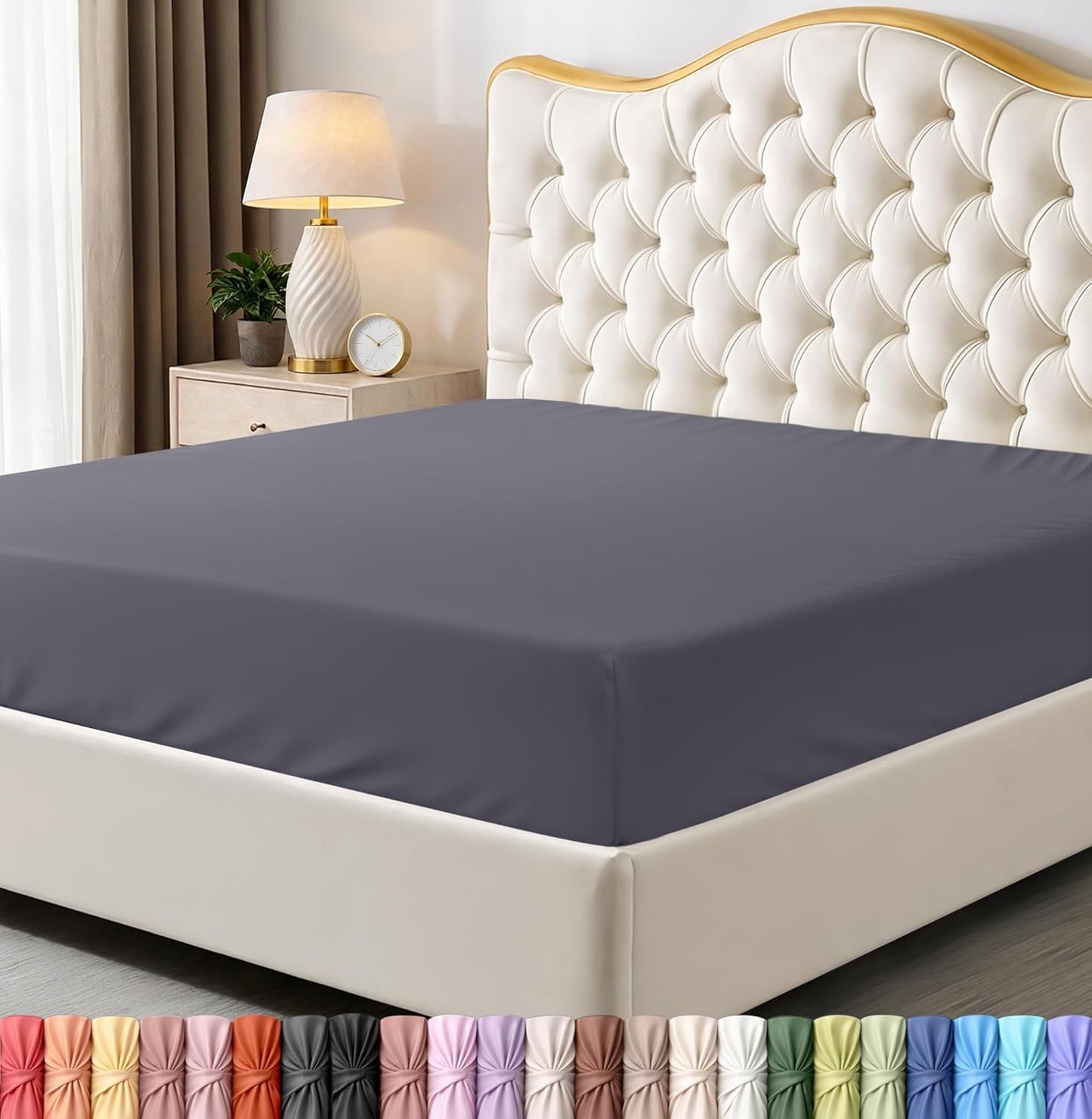 '-1 Utopia Bedding King Fitted Sheet - Bottom Sheet - Deep Pocket - Polyester - Shrinkage and Fade Resistant - Easy Care