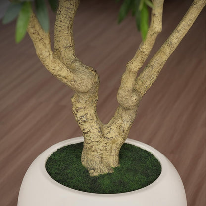 Verinatural Olive Tree Artificial Indoor, 8FT Tall Faux Olive Tree with 18in White Planter, Artificial Plants with Natural Wood Trunk and Lifelike Fruits for Home Office Decor,VN205