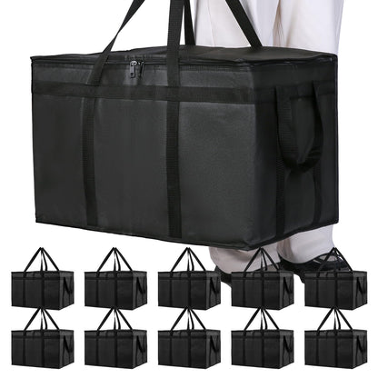 Bodaon 10-Pack Insulated Food Delivery Bag, XXXL Catering/Pizza Cooler Bags, Rideshare Delivery Bag, Thermal Cold/Hot Styrofoam Carrier for Travel/Shopping/Car, Warmer/Frozen