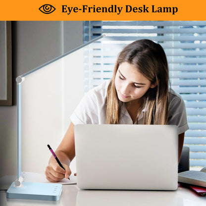 LED Desk Lamp with USB Ports,Touch Desk Lamps for Home Office with 5 Color Modes,3 Brightness Desk Light with Small Night Light,Reading Lamp Table Lamp for Bedroom Bedside Study Black （with adapter）