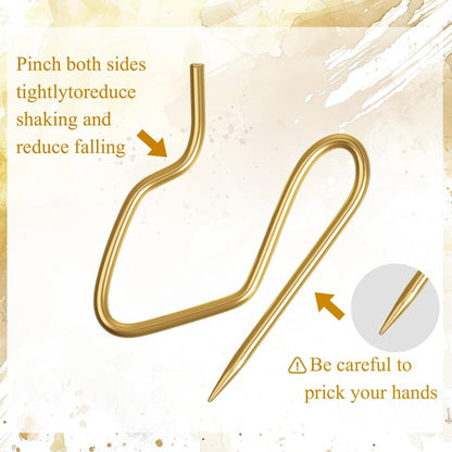 Outus 58 Pack Metal Curtain Hooks Pin On Drapery Hooks 1.2 x 1 Inch for Window,Door,Shower Curtain(Gold)