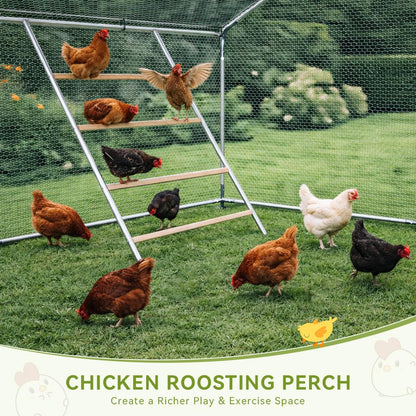COMHOMA 19.7×10×6.6FT Large Metal Chicken Coop with Roosting Perch,Walk-in Chicken Run with Waterproof Roof & Lockable Door,Outdoor Poultry Cage for Hens,Ducks,Rabbits
