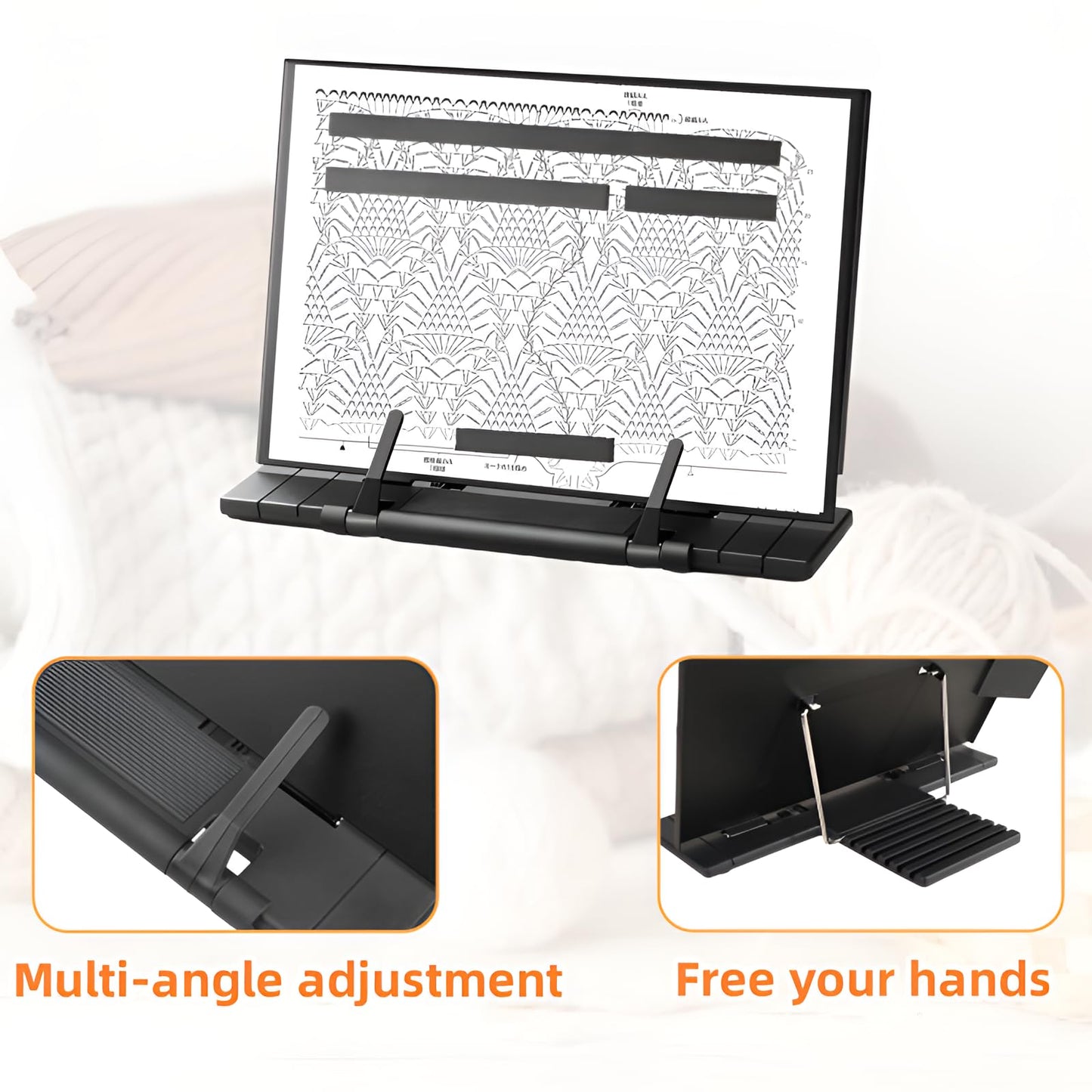 Knitting Pattern Holder with 4 Replacement Black Magnets, Knitting Chart Keeper Cross Stitch Pattern Holder for Crochet, Cross Stitch Supplies & Accessories, 11.22" Lx7.28 W