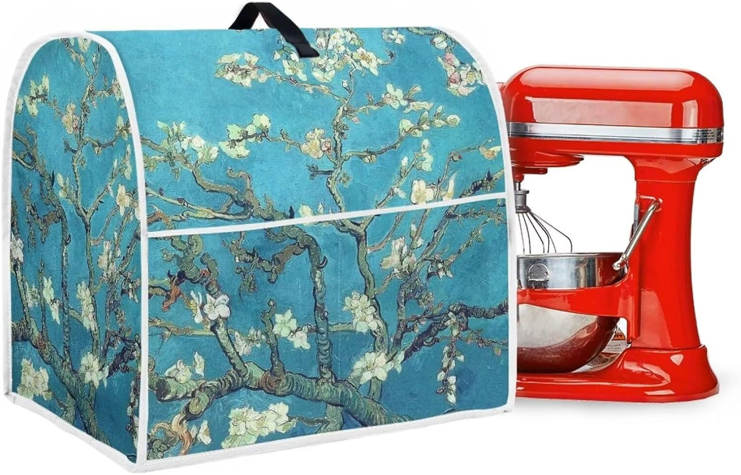 DISNIMO Almond Blossoms Tree Oil Painting Mixer Cover, Dustproof Washable Protection with Handle Pockets for Kitchen