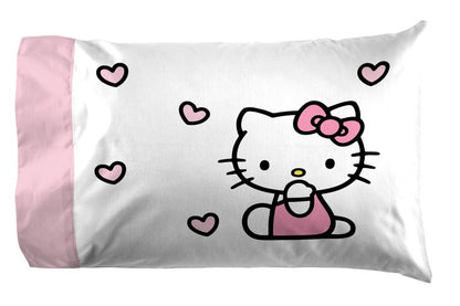 Jay Franco Sheet Set with Fitted, Flat Sheets & Pillow Cover - Ultra-Soft Bedding with Pillowcase for Room Decor, Multi - Hello Kitty, 4 Piece King