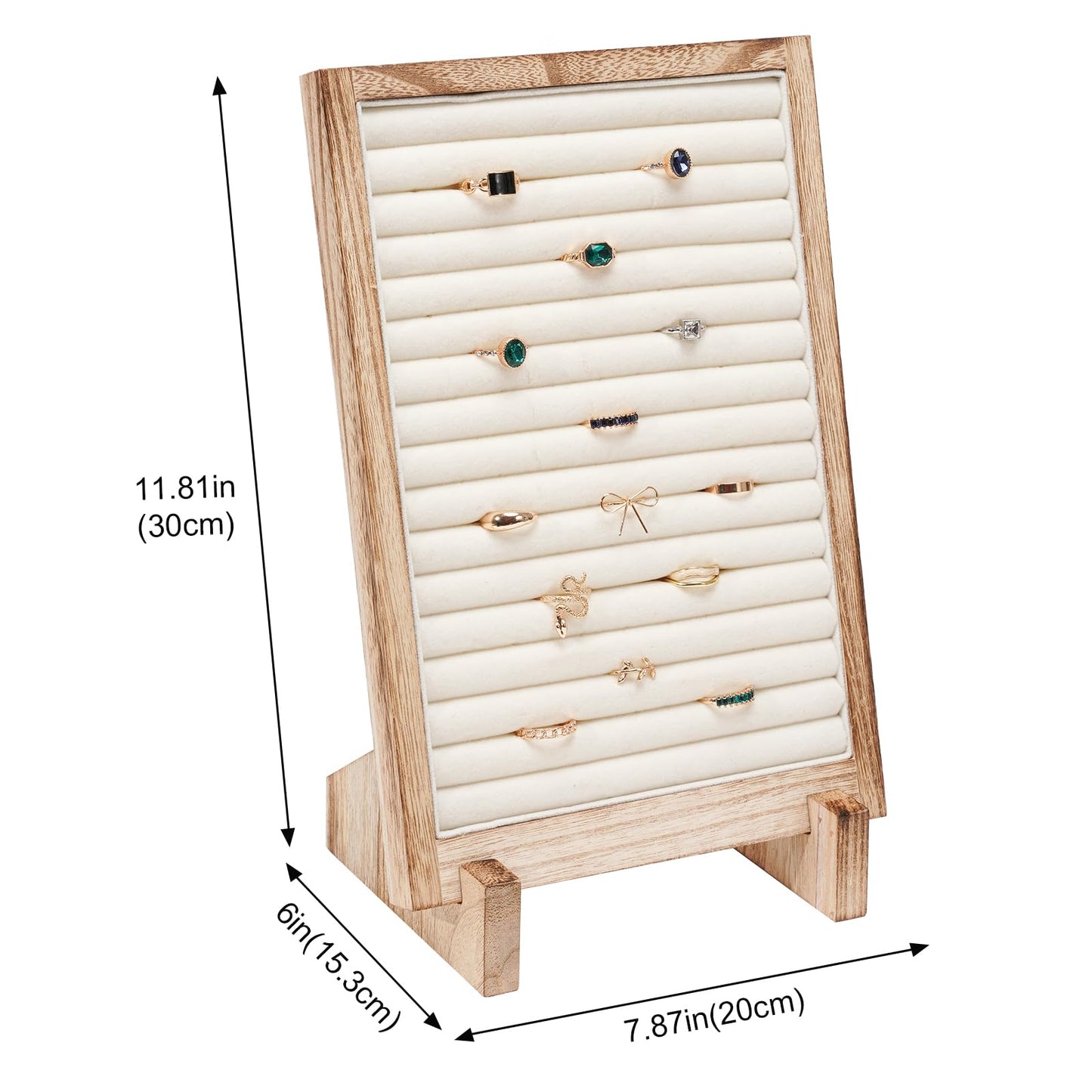 Lolalet Wooden Jewelry Display Series, Necklace Bracelets Earrings Rings Jewelries Stand Freestanding Natural Wood Holder Rack for Selling Vendor Store -1 Pack, Ring