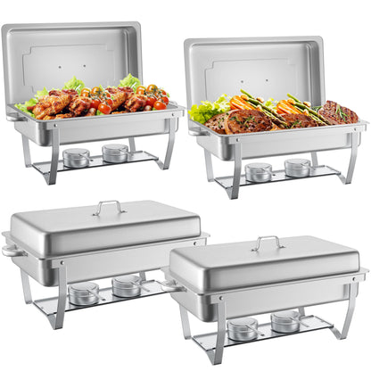 HARDURA Chafing Dish Buffet Set 4 Pack, 9.5QT Stainless Steel Chafing Dish with Lids, More Than 4 Hours of Insulation, Chafing Dishes for Buffet Servers and Warmers, Ideal for Any Party