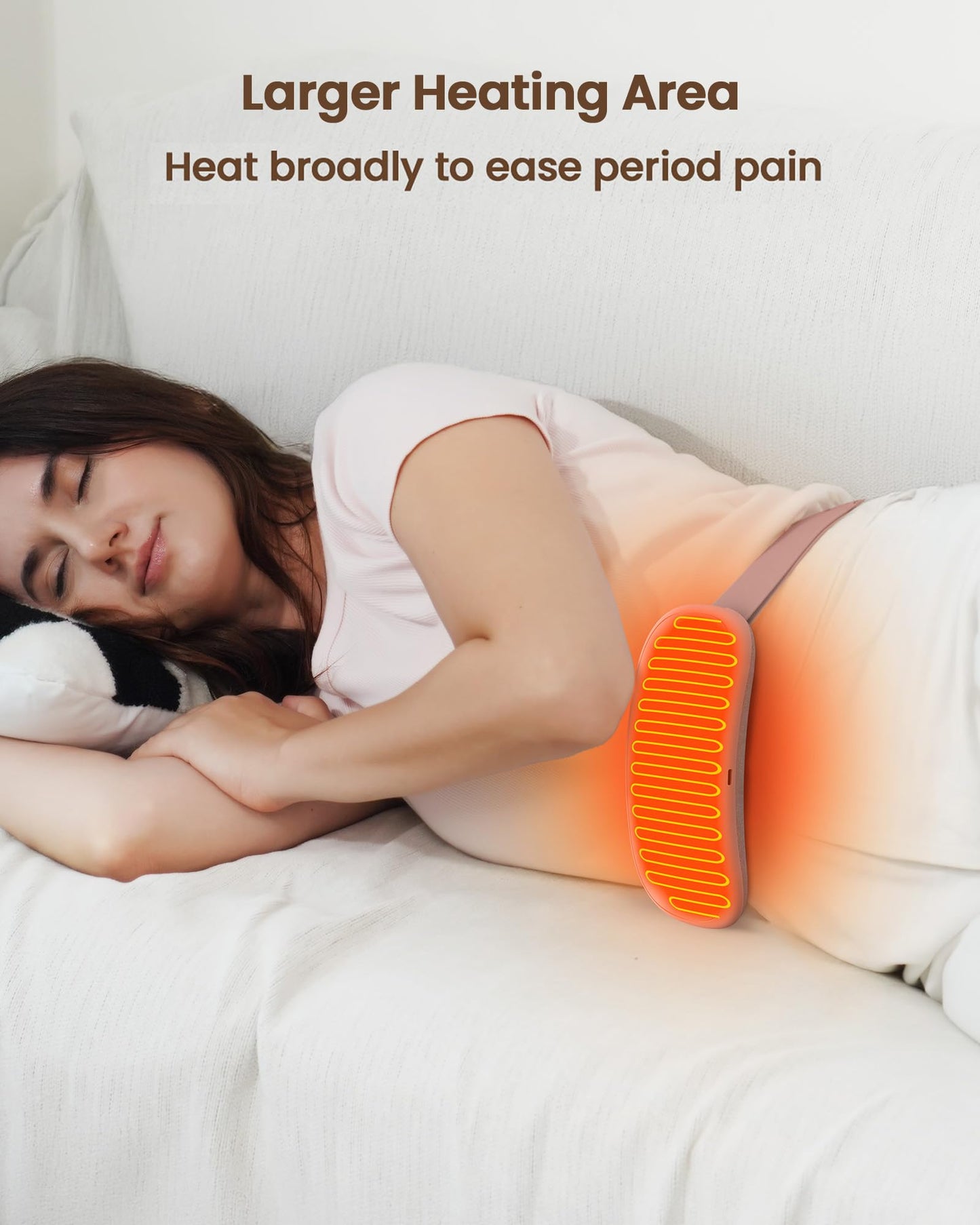 Heating Pad for Period Cramps, Fast Heating with 6 Heat Levels and 6 Massage Modes, Portable Menstrual Heating Pad, Belly Period Massager for Women and Girls, Pink